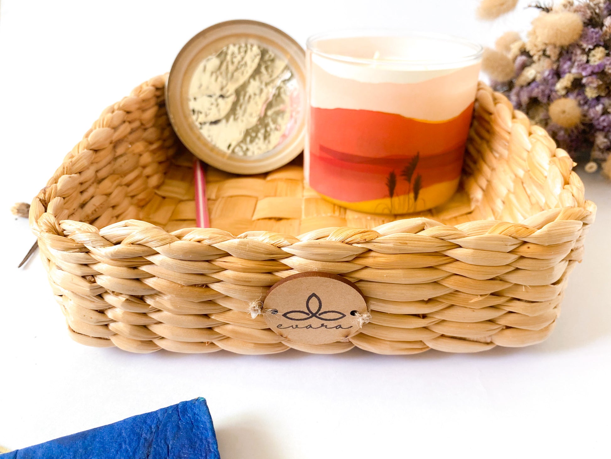 Evara’s artisanal storage basket handcrafted from 100% natural banana fiber, designed with a sturdy woven structure, minimalist aesthetic, and smooth natural finish. Ideal for organizing living spaces, storing linens, toys, or accessories. Lightweight yet durable, with reinforced edges and optional handles for easy mobility. A biodegradable, eco-friendly home décor piece that blends functionality with timeless elegance.